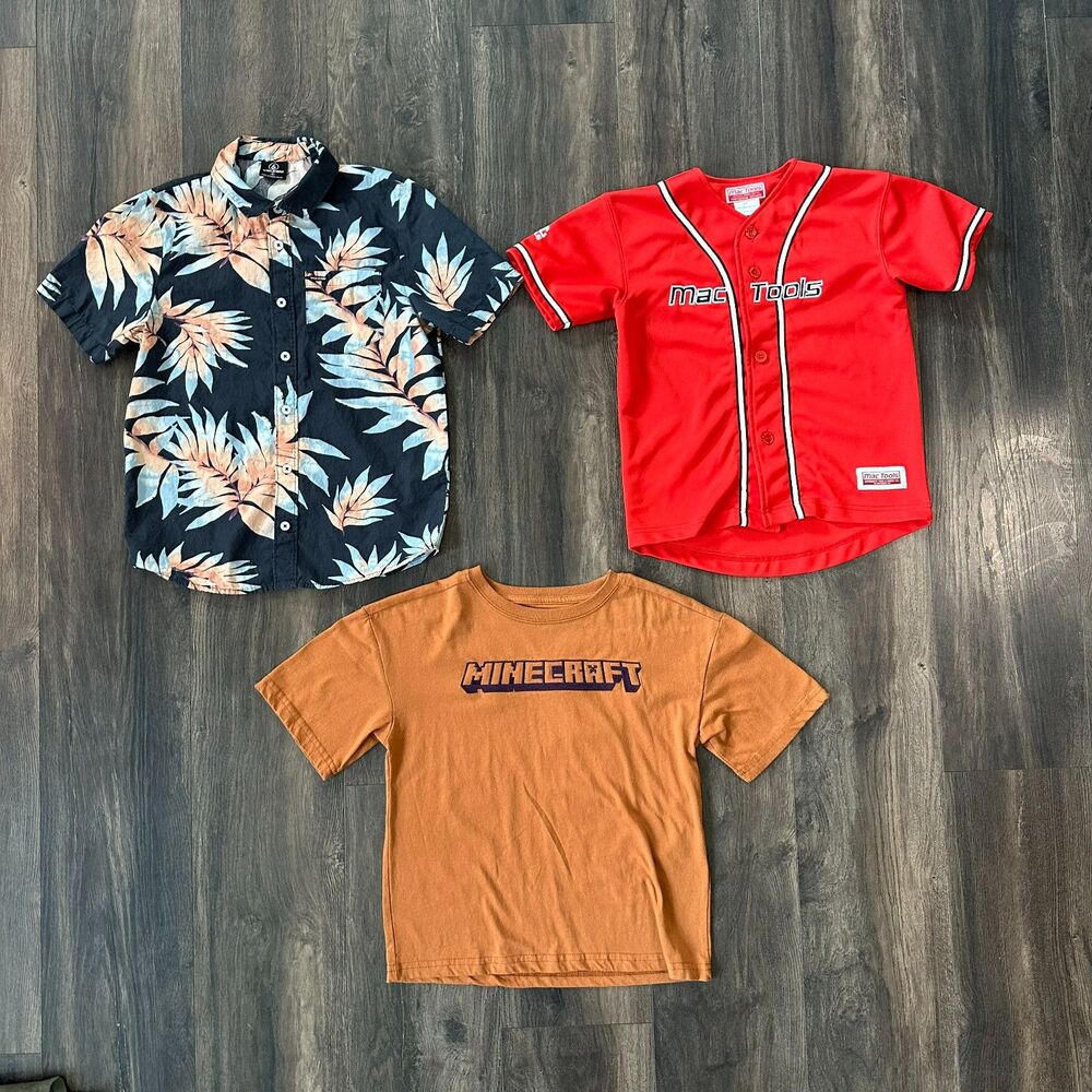 Six-Piece-Bundle Boys Size 7-8 Volcom Minecraft Vintage MAC Tools LRG Quiksilver - Picture 2 of 8